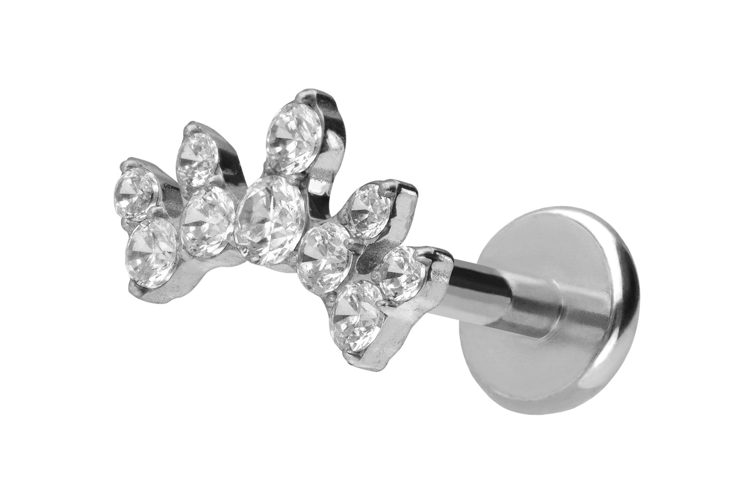 Titan Labret Piercing mit Push Fit KRISTALLBOGEN